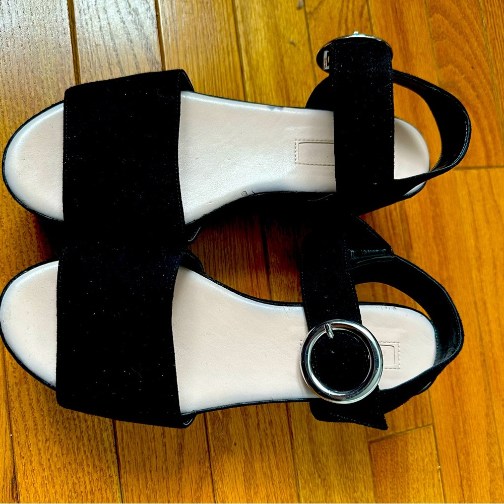 Avec les Filles, Dark Navy suede platform sandals